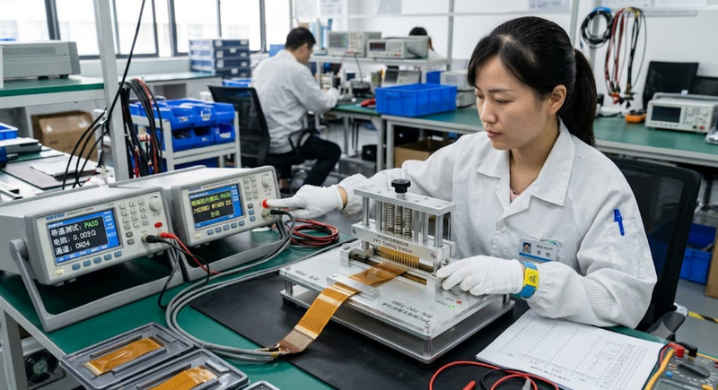 5.使用FPC排线专用测试治具进行导通与绝缘阻抗测试 5.使用FPC排线专用测试治具进行导通与绝缘阻抗测试