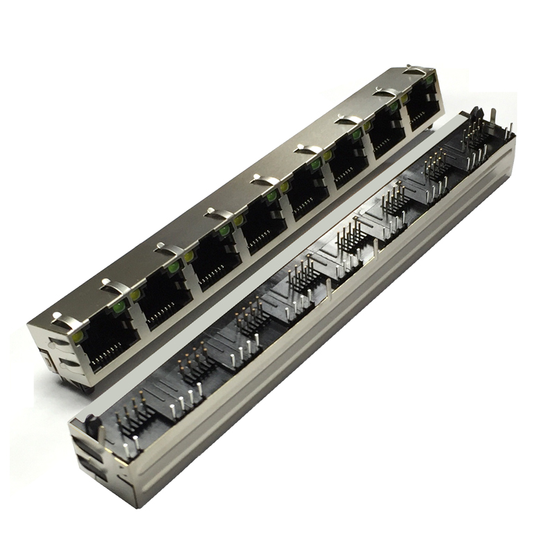 网口插座 RJ45-8P8C 1*8P弯插 带屏蔽