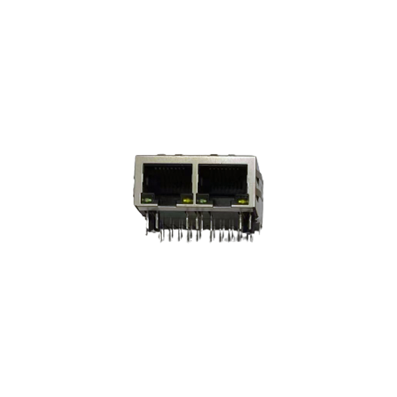 百兆网口 RJ45-10P 8C 双口 带灯带弹 带变压器